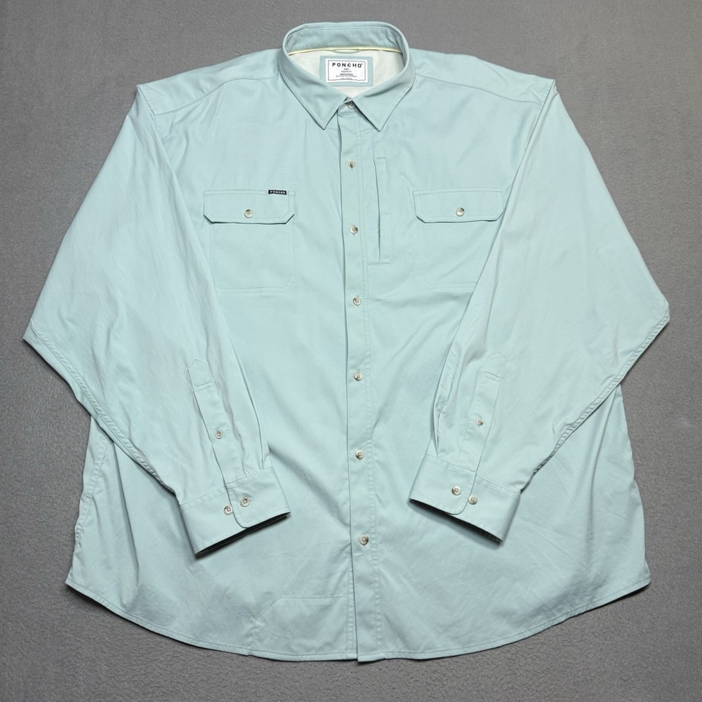 Poncho Men's Casual Button-Down Shirt in Light Sage - Picture 2 of 11